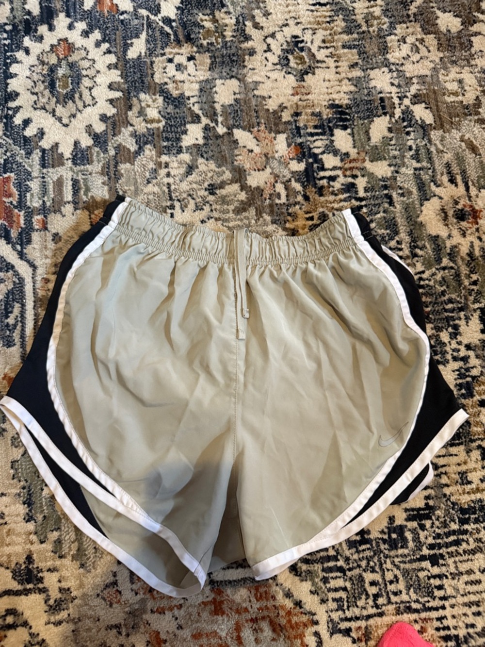 Nike Women's Beige and Black Athletic Running Shorts